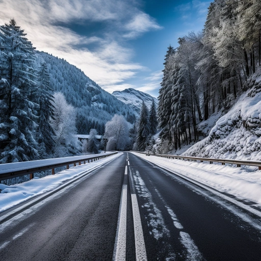 Ein eisige Strasse in der Schweiz brauch winterreifen